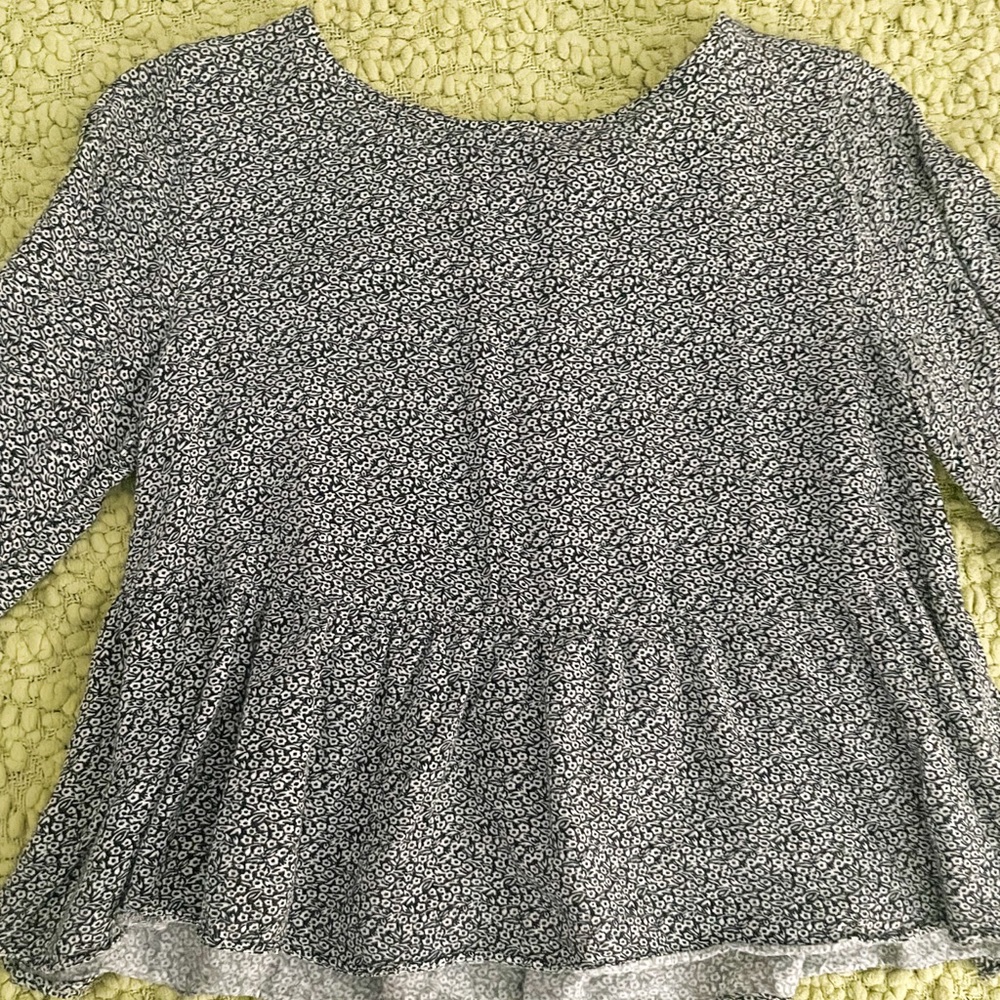 Black and White Floral Blouse